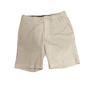 BEN HOGAN PERFORMANCE MEN'S GOLF SHORTS FLAT FRONT White Gray Striped Size 36